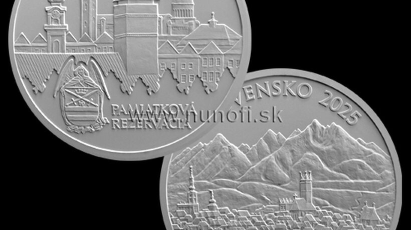 Silver Slovak 20 euro coin with the theme Kežmarok Heritage Reserve